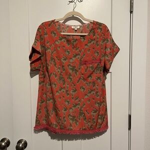 Umgee Patterned Short Sleeve Top Size S